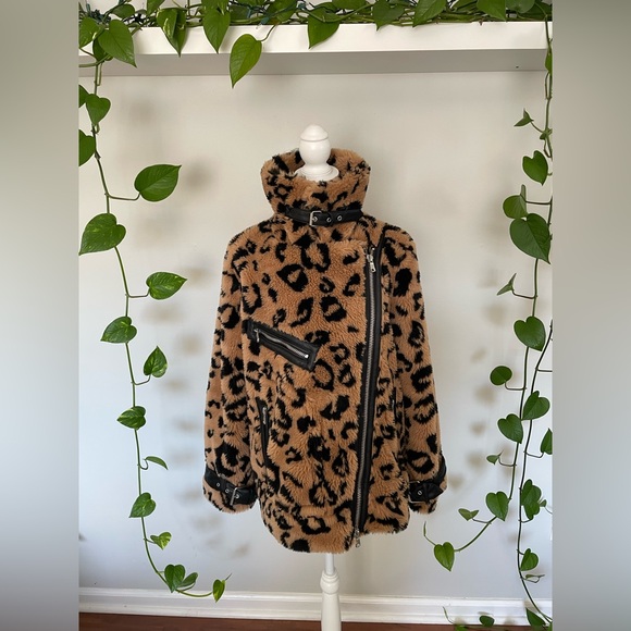 Avec Les Filles Faux Fur Moto Teddy Jacket - Picture 4 of 16